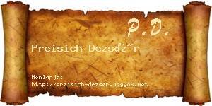 Preisich Dezsér névjegykártya